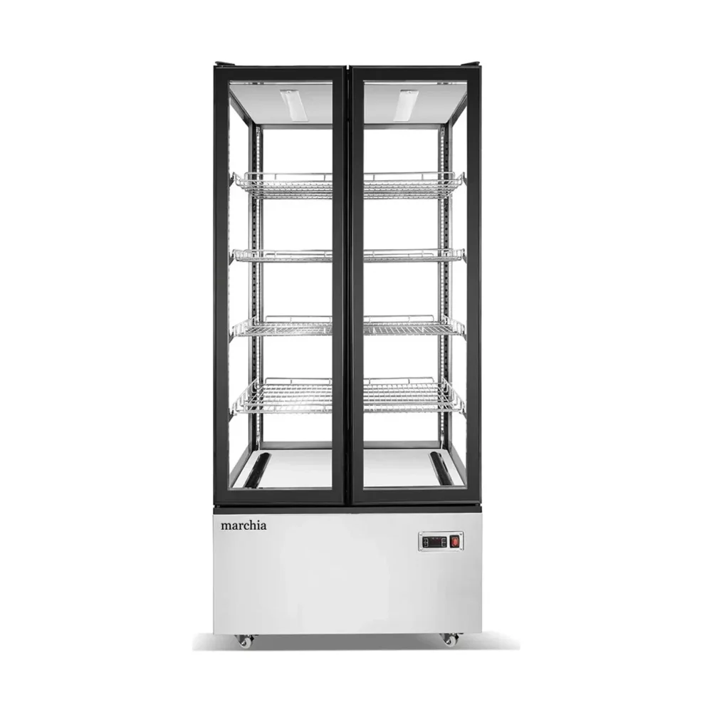 Marchia 34" Vertical Standing Refrigerated Cake Display Case, 2 Doors, Stainless Steel, 110V