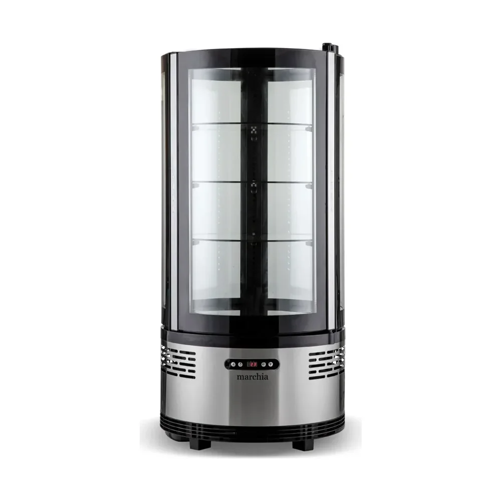 Marchia 19" Countertop Refrigerated Curved Glass Cake Display Case, Stainless Steel, 110V