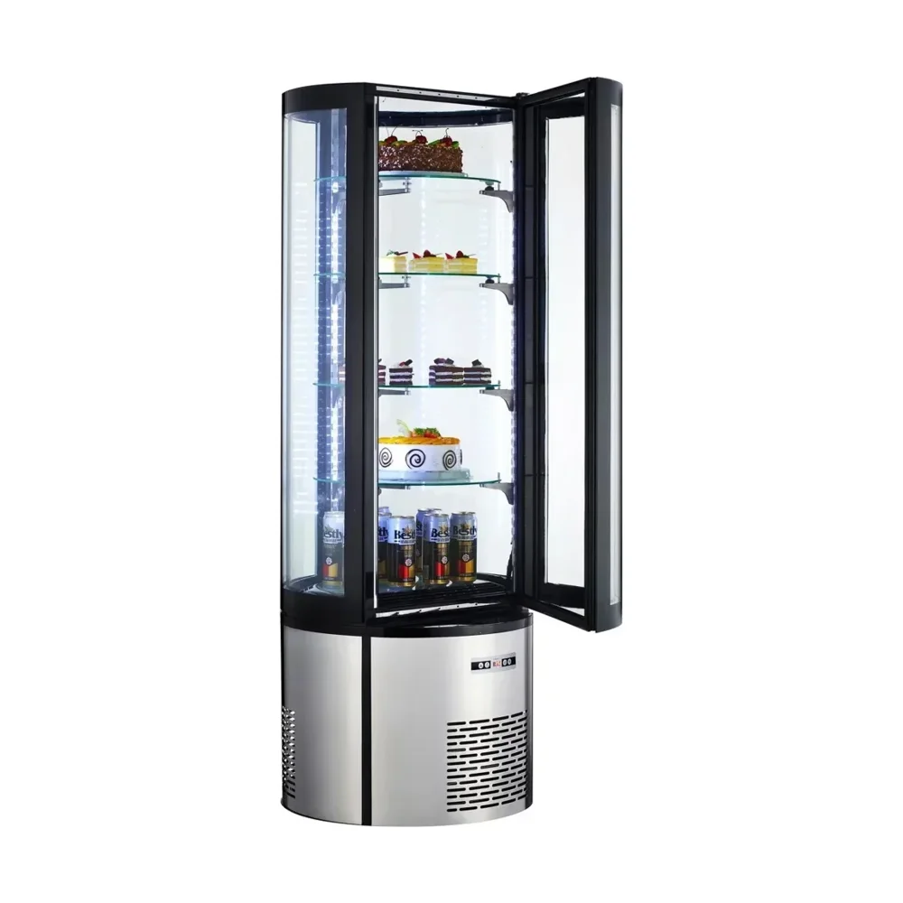 Marchia 27" Vertical Curved Glass Standing Refrigerated Bakery Display, Stainless Steel, 110V