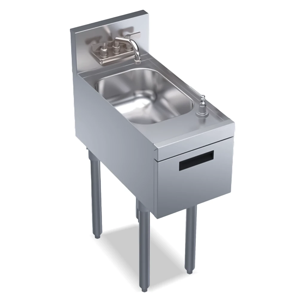 Chefpro Series 12" x 24", Free-Standing Underbar Hand Sink with Dispensers, Stainless Steel, NSF