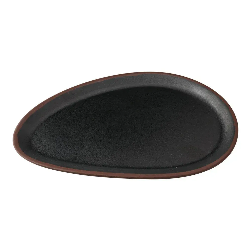 Yanco China black melamine oval dinner plate set in sleek modern style, crafted for durability, easy cleaning, and lasting performance.