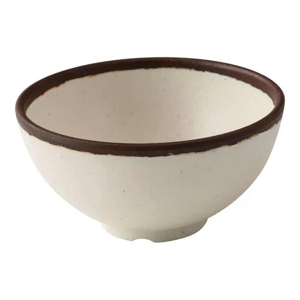 Yanco China white melamine round rice bowl with sturdy lightweight design, perfect for daily dining service in homes, cafes, or restaurants.