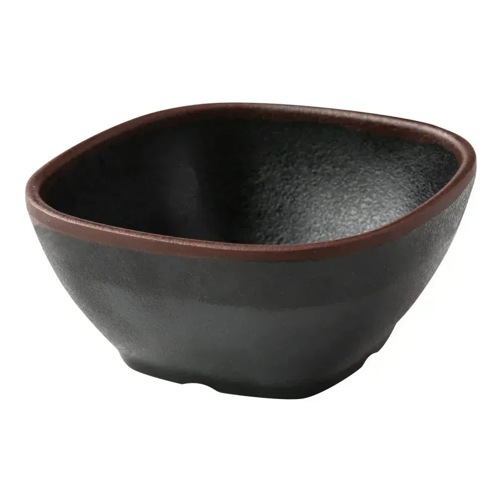 Yanco China black melamine square miso soup bowl with deep shape, smooth finish, and durable design for hot broth or side servings daily.