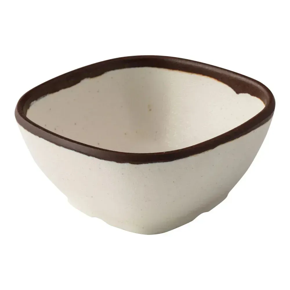 Yanco China white melamine square miso soup bowl with durable and lightweight design, perfect for serving traditional soups and broths daily.