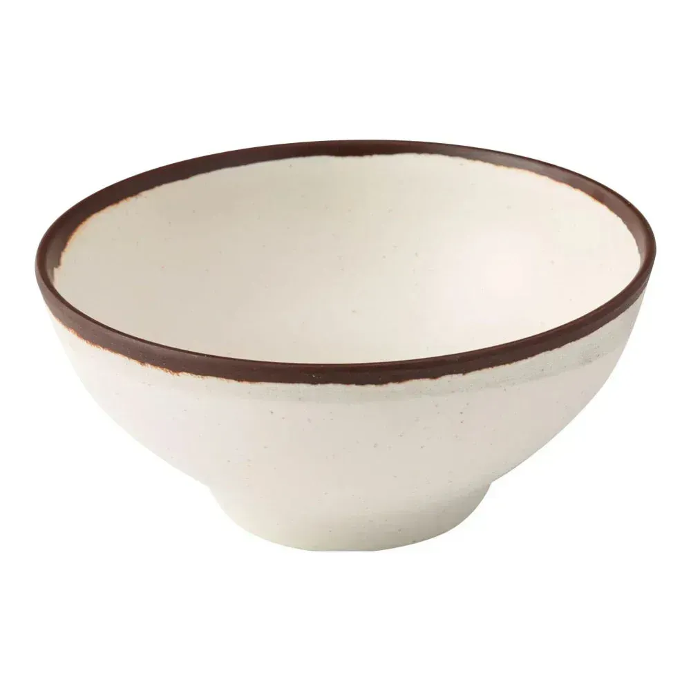 Yanco China white melamine noodle bowl with smooth deep interior, sturdy build, and classic design, ideal for ramen, pho, or soups.