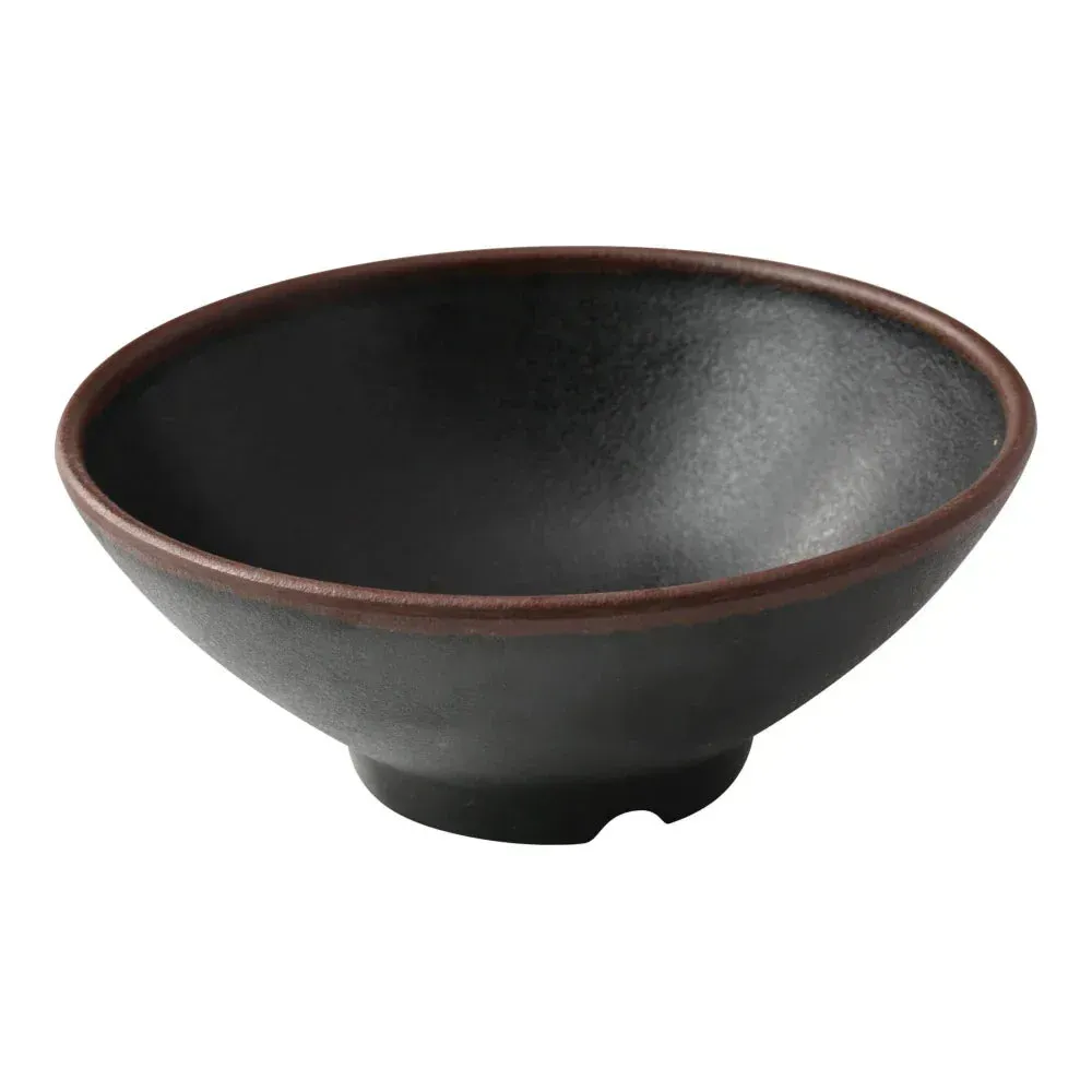 Yanco China sturdy deep black ramen bowl with spacious design and sleek finish, perfect for hot soups, ramen, or rice-based meals.
