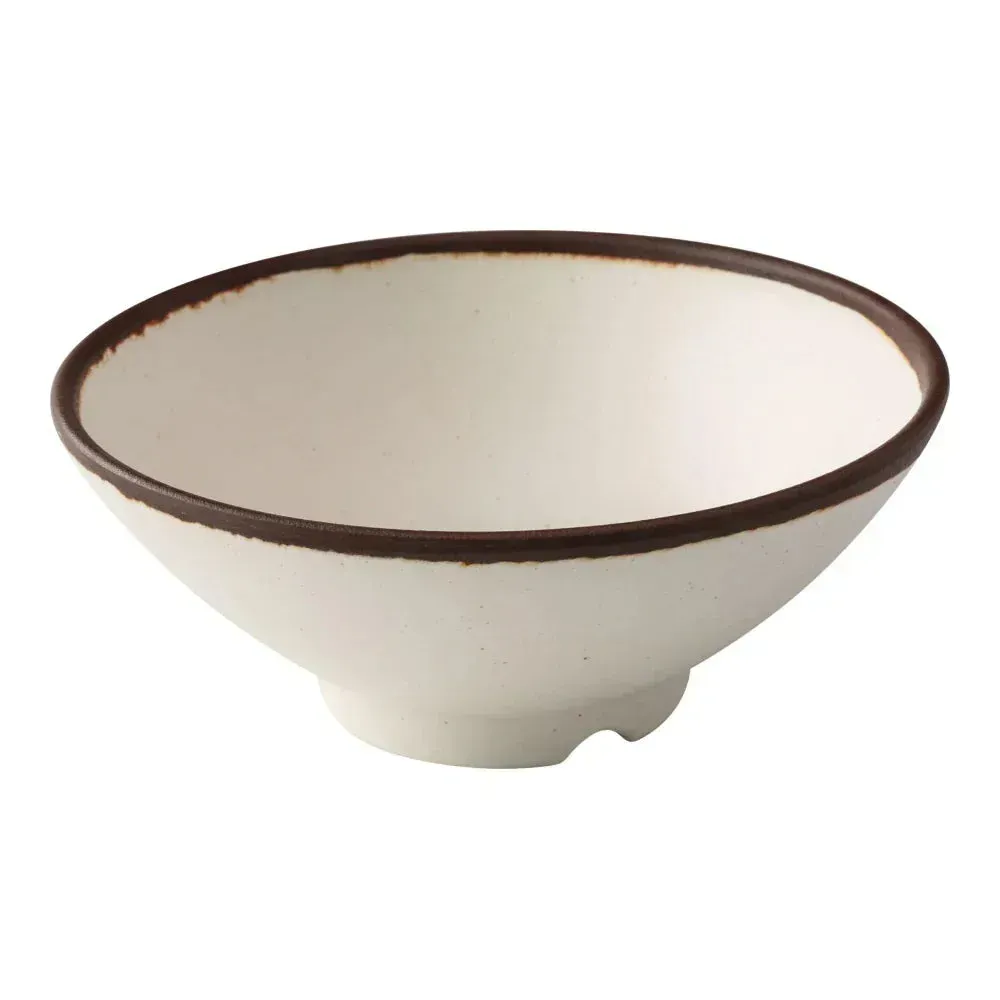 Yanco China white melamine ramen bowl with wide deep design, smooth edges, and sturdy build, perfect for serving noodle dishes, soups, or broths.
