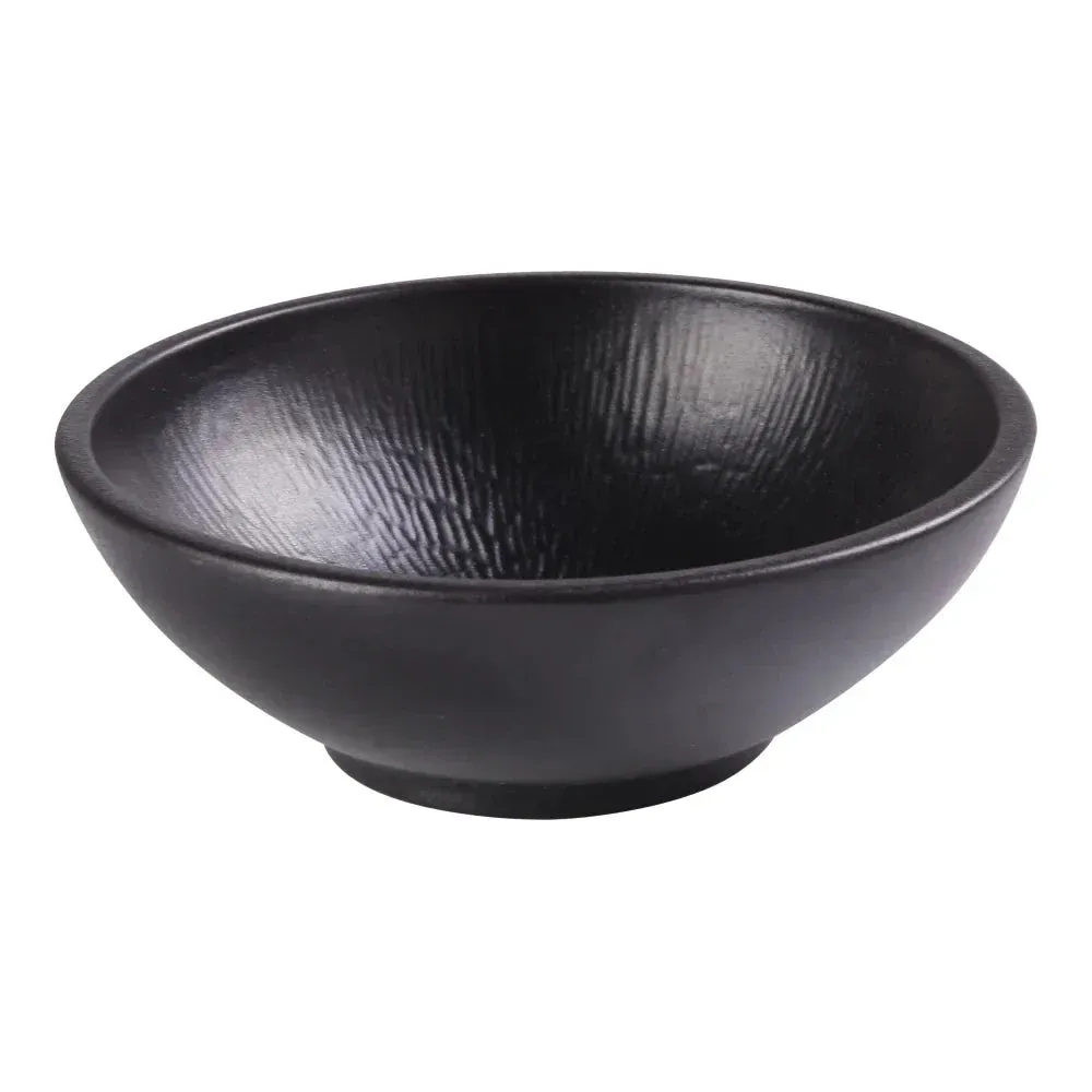 Yanco China petite black chinaware nappie bowl, perfect for hotel breakfast compotes, restaurant dessert toppings, or café ice cream; elegant look.