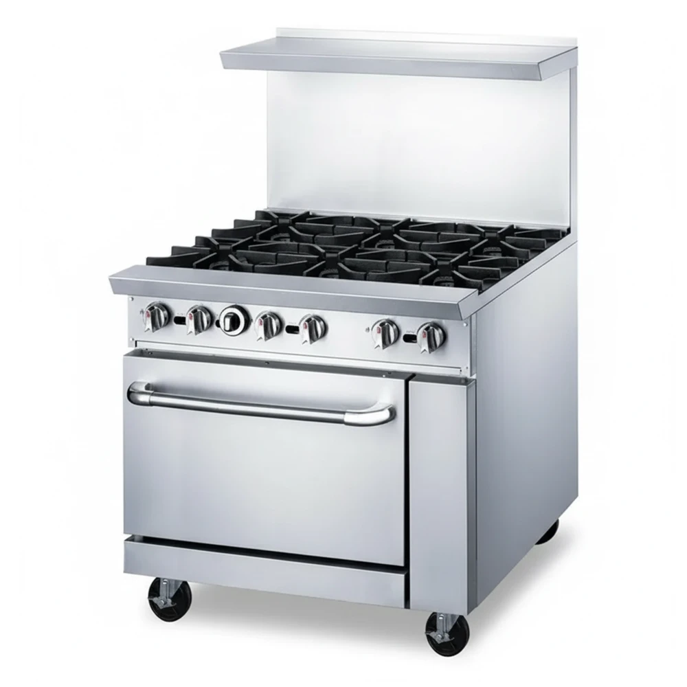 KitchenCore Series 36" Commercial Gas Range with 1 Oven, 6 Burners, 215,000 BTU - Convertible