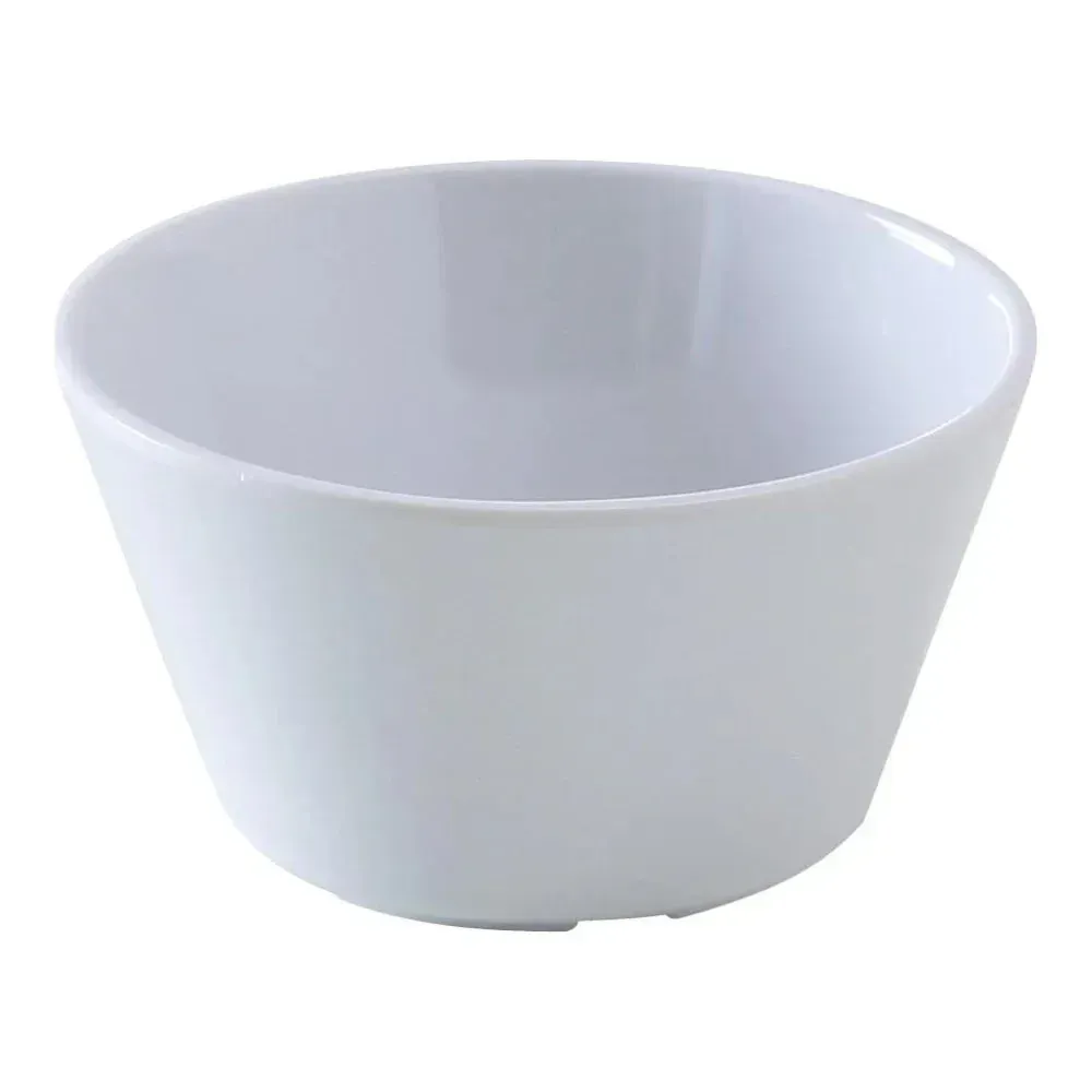 Yanco China white melamine bouillon cup practical for daily dining, perfect for soups, stews, or broths in restaurants, hotels, or catering service