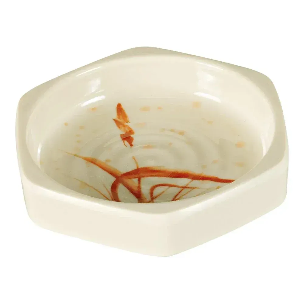 Elegant gold melamine dish from Yanco China, perfect for tasting portions, a durable, lightweight, and stackable presentation piece.