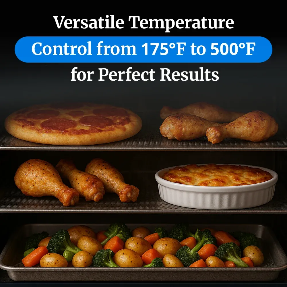 Cadco three-shelf half-size convection oven with stainless steel door, manual controls, and a compact, durable build for catering operations.