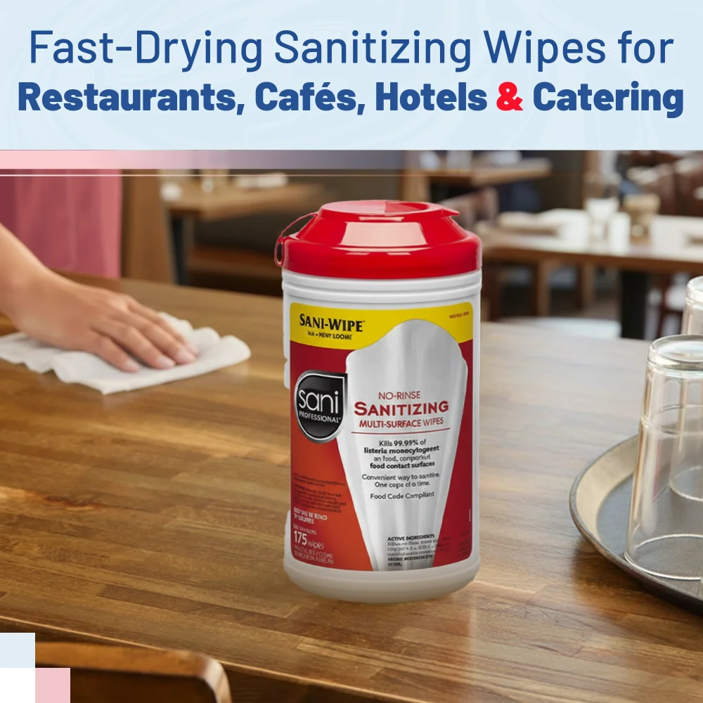 Sani Professional No Rinse Sanitizing Wipes, XL, 7.75" x 9", 570 Wipes/Case