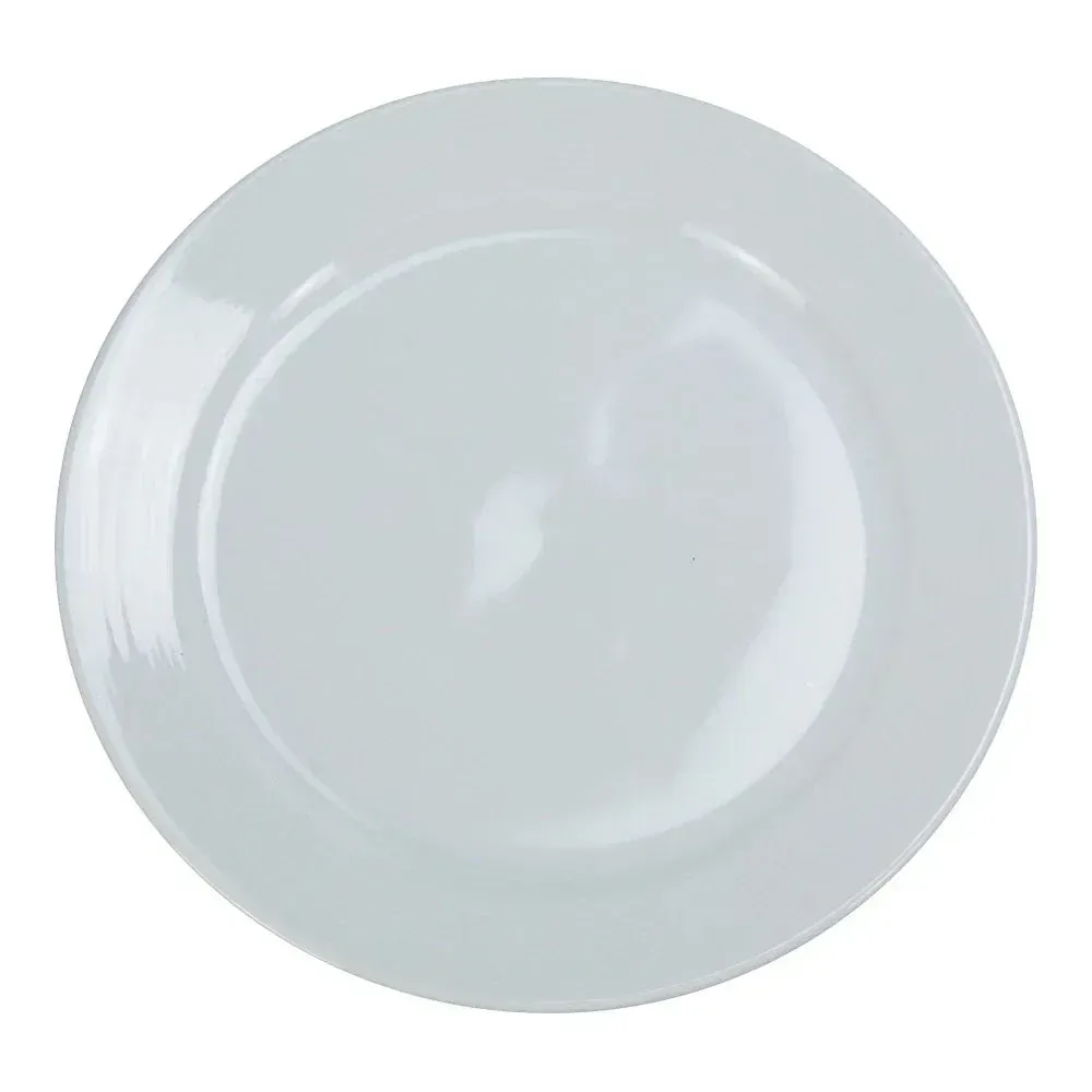Everyday white Yanco China plate for sides or desserts, durable, stackable, commercial use, chip-resistant, oven safe coupe rim.