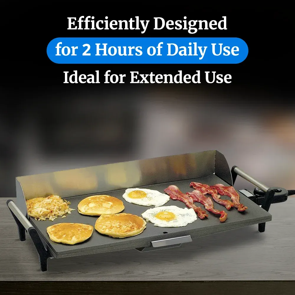 Cadco light-duty countertop electric griddle in stainless steel with compact build, adjustable thermostat, and easy-clean surface for kitchens.