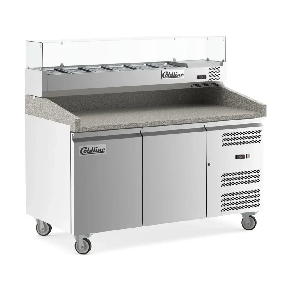 Coldline 60" Pizza Prep Dough Retarder Table with Marble Top, Stainless Steel, 2 Door