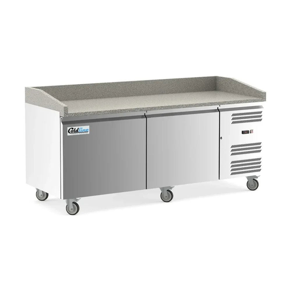Coldline 80" Pizza Prep Dough Retarder Table with Marble Top, Stainless Steel, 2 Door
