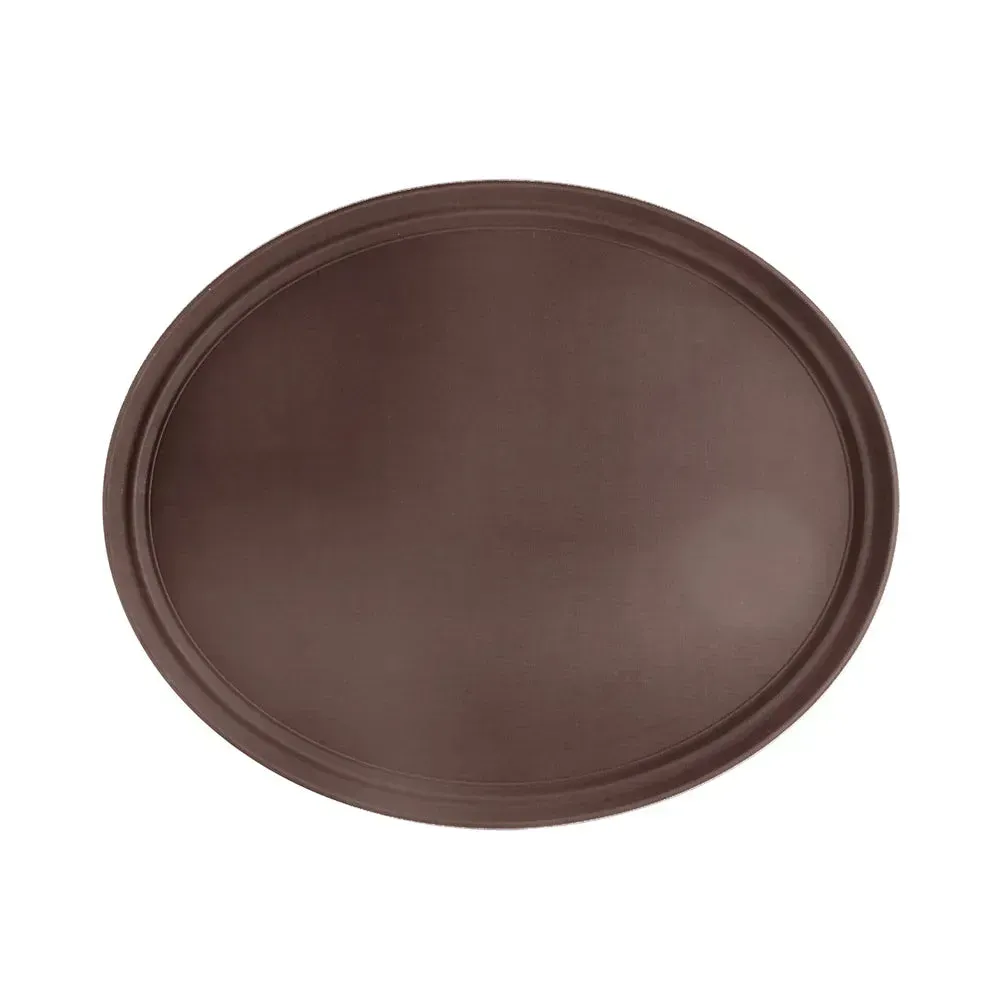CAC China PDTO-2722BN Tray Super Plastic Oval Brown 27x22"