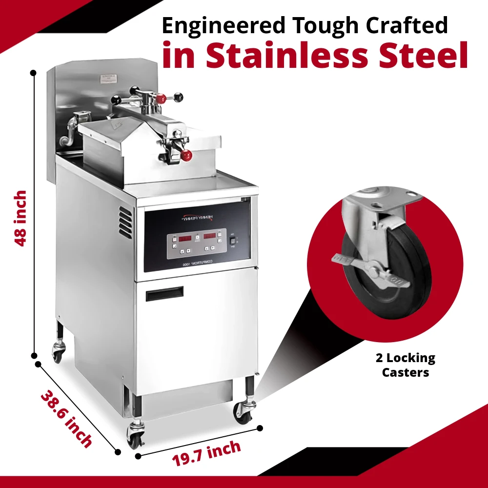 Henny Penny PFE500.01 20" 4-Head Electric Pressure Fryer, 48 lb Vat, Computron 1000 Controls, 208V, 1 Phase