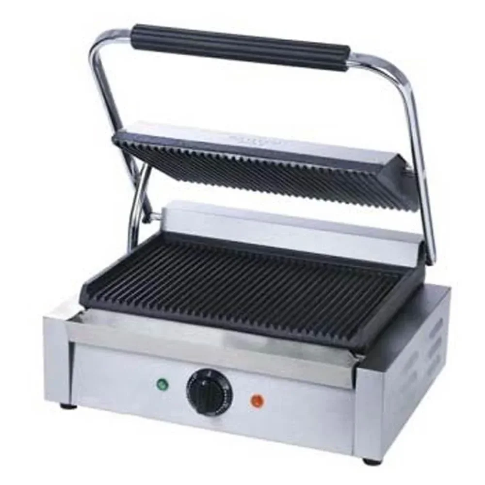 Cookline 16" Sandwich Press & Panini Grill, Grooved Top and Bottom, 120V, 1 Year Warranty