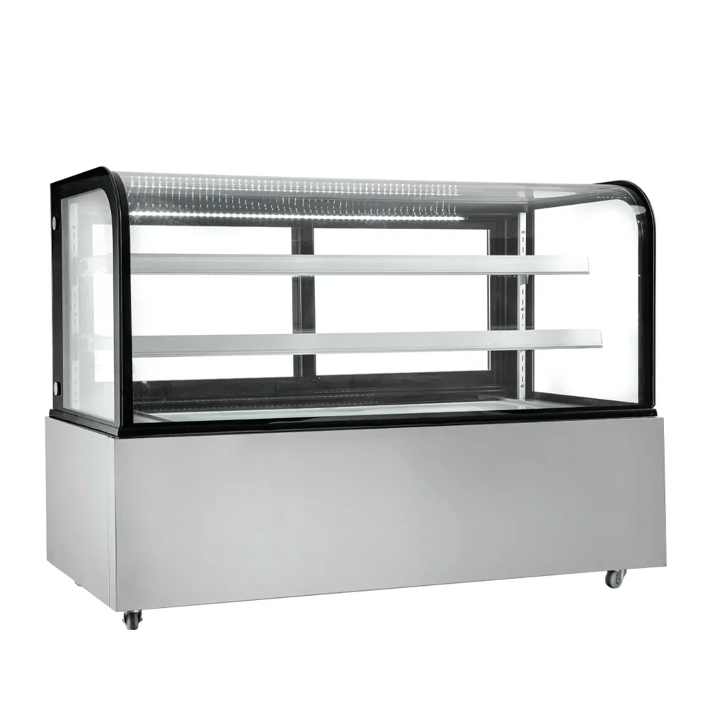ProKitchen Series 72" Curved Glass Refrigerated Bakery Display Case, Stainless Steel, 110-120V