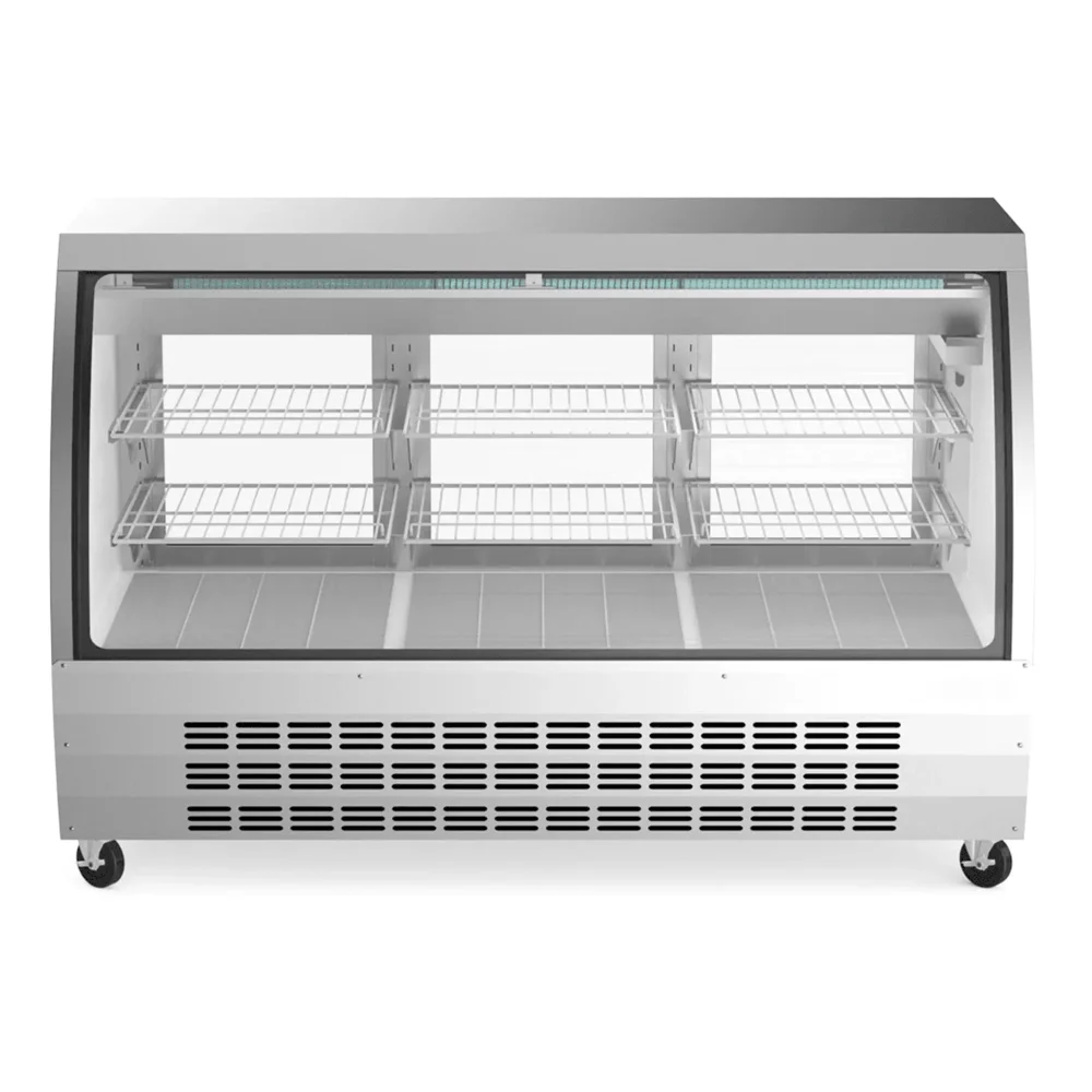 ProKitchen Series 64" Refrigerated Deli Case, Curved Glass, Stainless Steel, 1 Year Warranty
