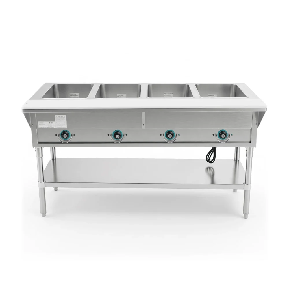 Prepline 60" Electric Hot Food Steam Table with Undershelf, 4 Open Well, 2000W, 110V