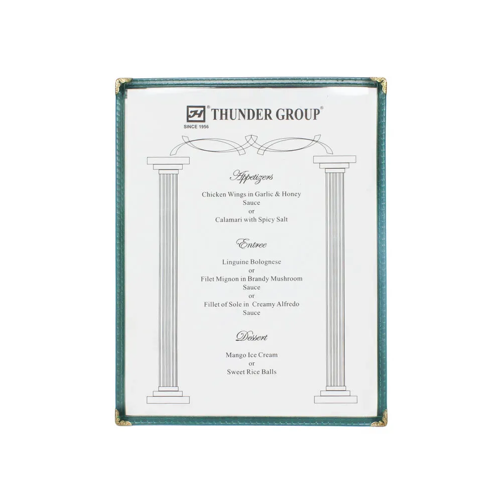 Thunder Group PLMENU-1GR 8.5" x 11" Single Menu Cover, Green
