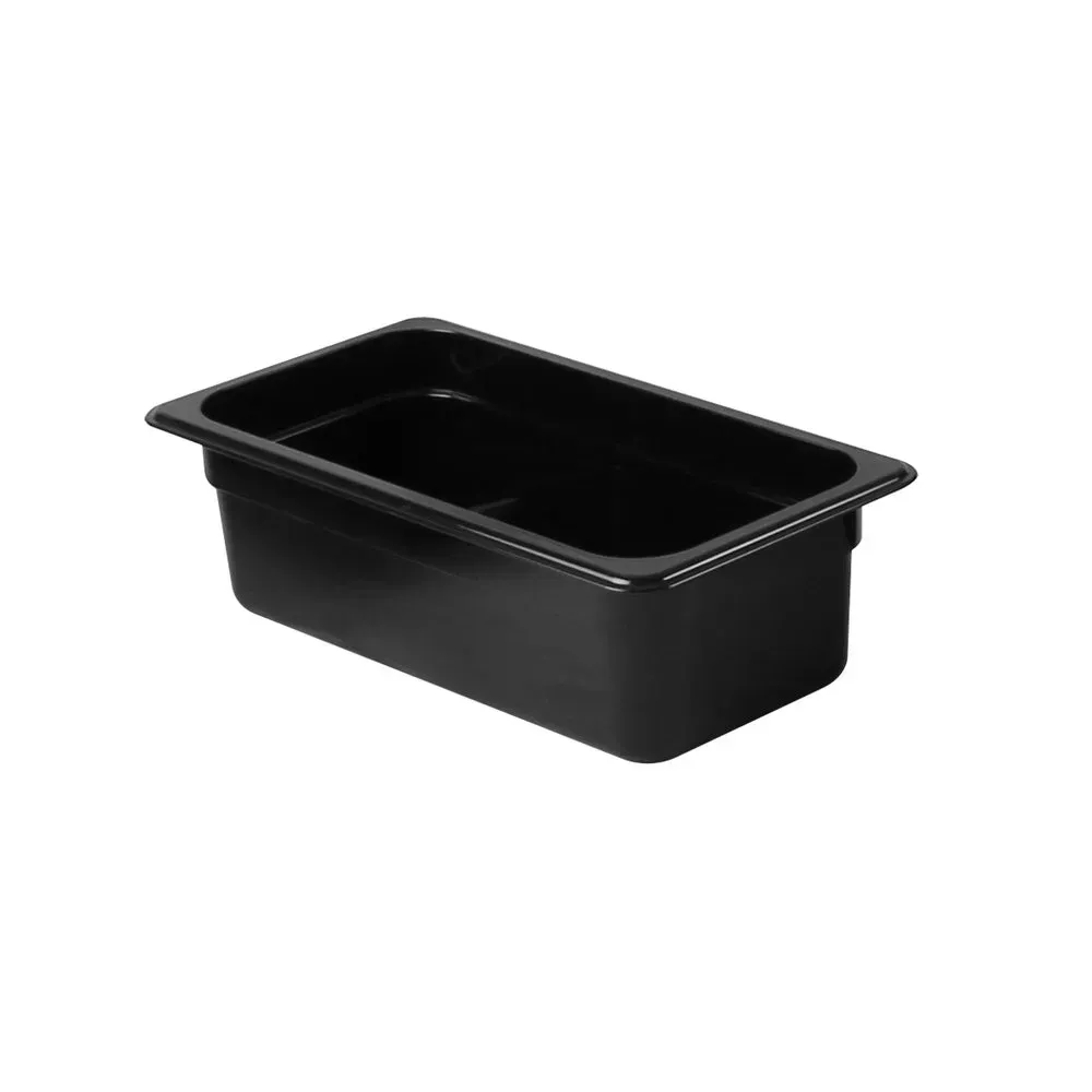 Thunder Group PLPA8134BK 4" Third Size Food Pan, Polycarbonate, Black