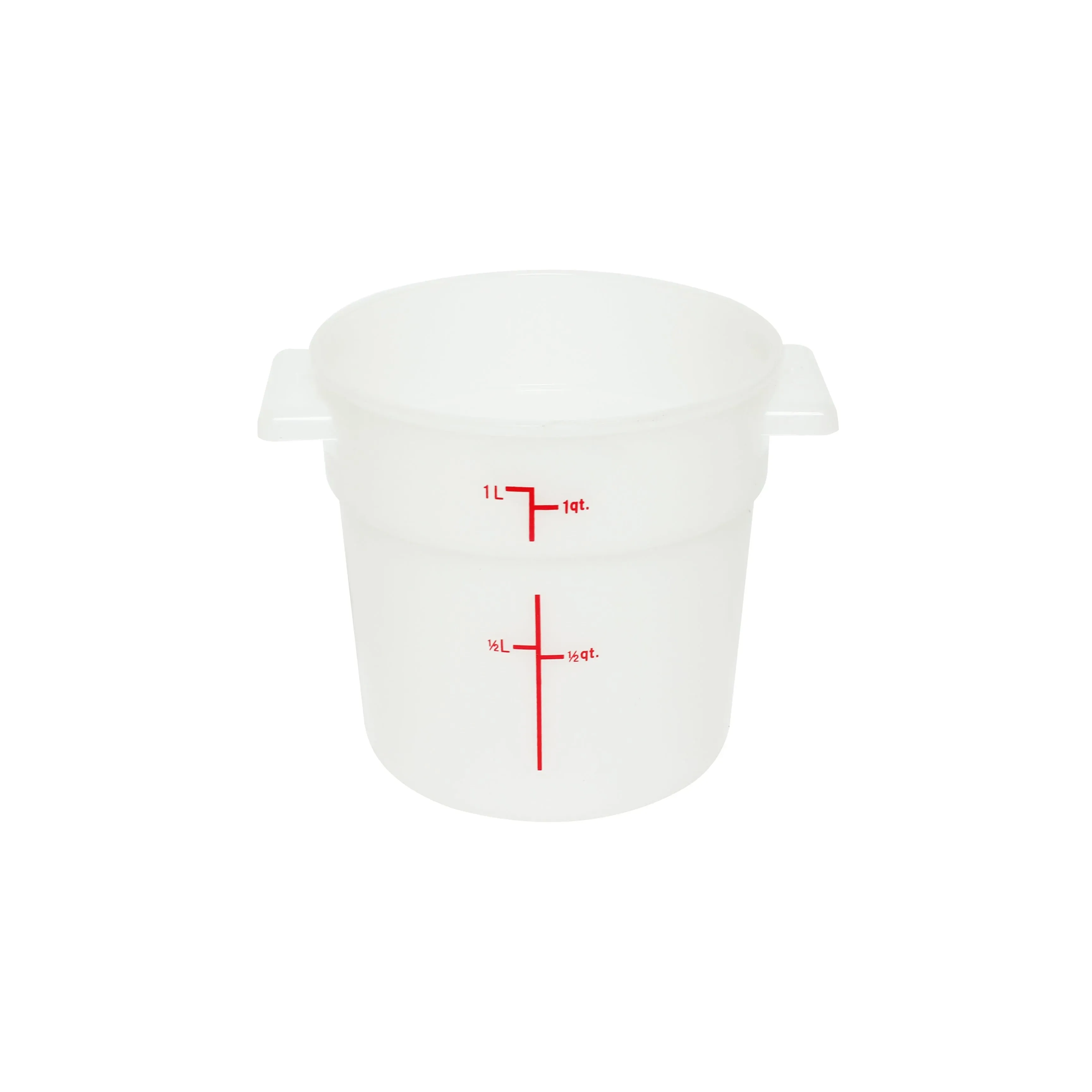 One quart white polypropylene round food storage container by Thunder Group, a durable and economical choice for organizing small items.