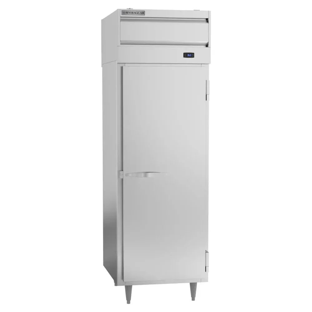 Single-section Beverage-Air pass-thru refrigerator with solid doors on each side, built for thermal efficiency and commercial durability.