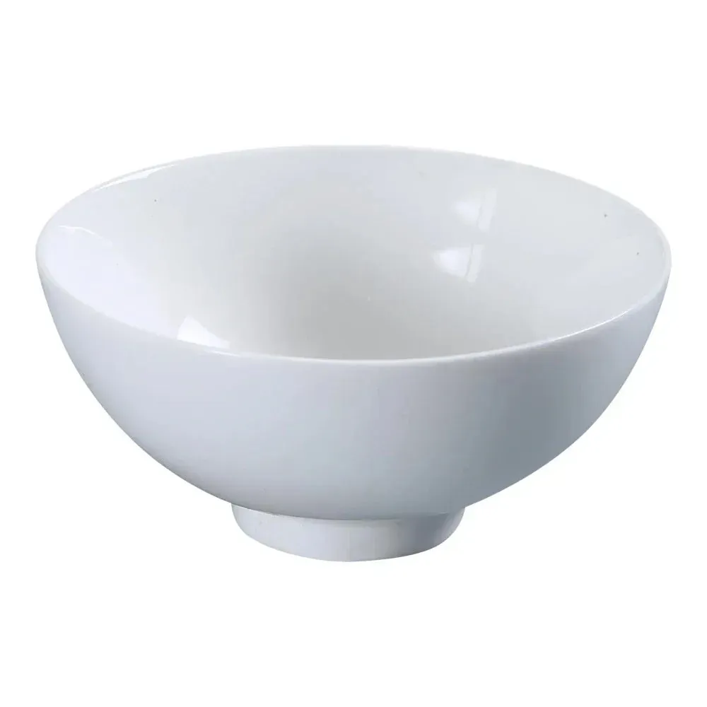 Compact white Yanco China chinaware rice bowl, rounded silhouette, perfect for rice sides or individual condiments.