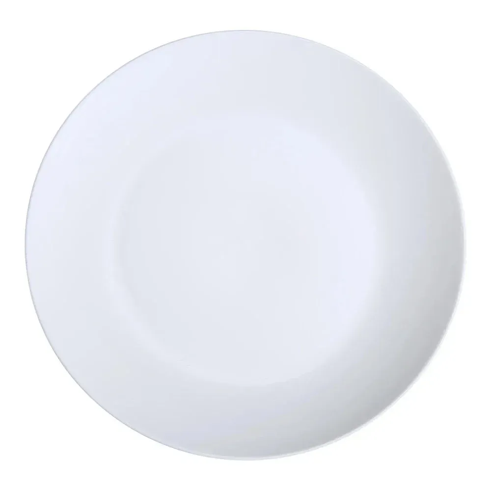 Yanco China large white round coupe chinaware plate delivers dramatic plating for mains or shared appetizers in stylish modern upscale dining.