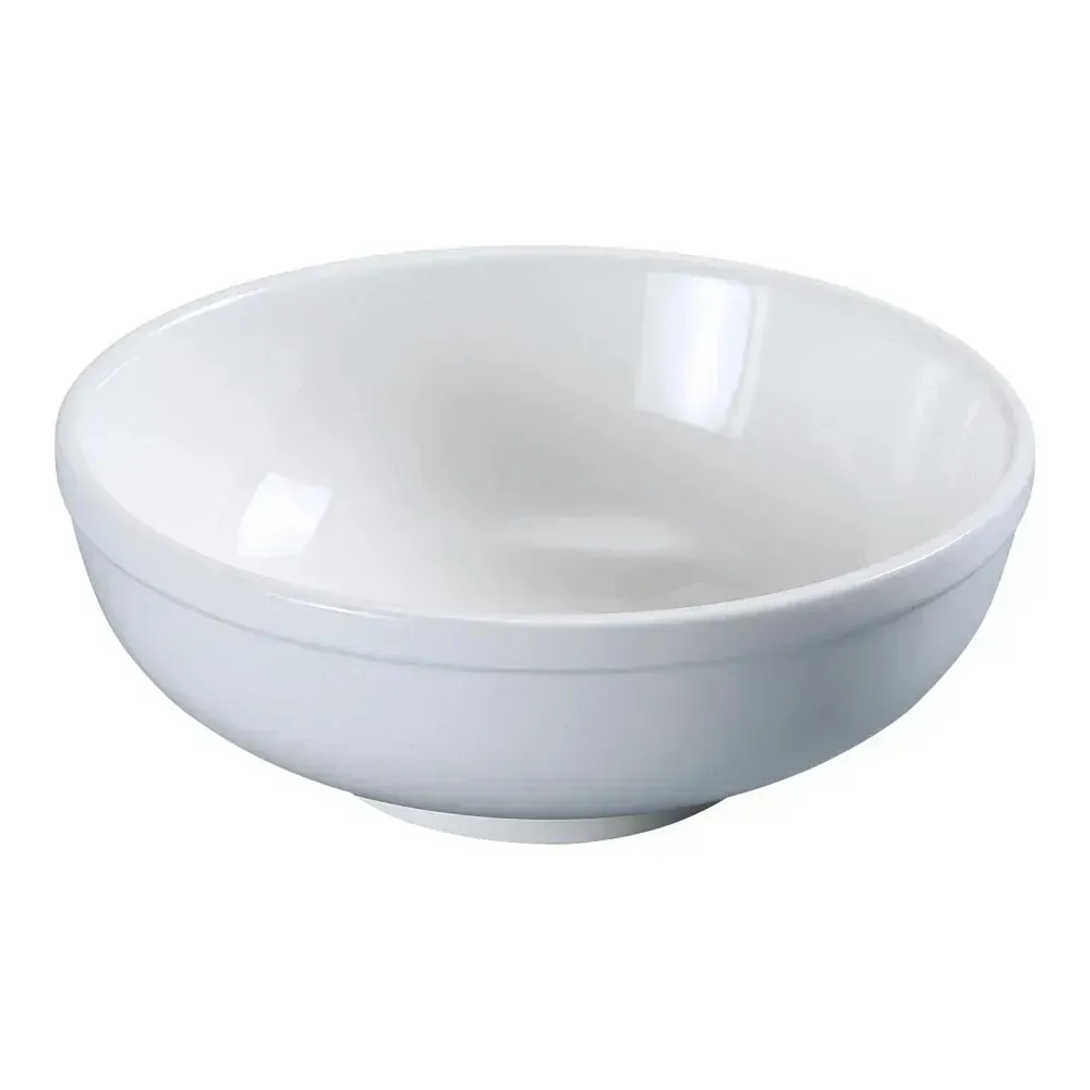 Yanco China classic white round nappie chinaware bowl serves generous portions of pasta, salads, or stews with timeless, durable hospitality style.