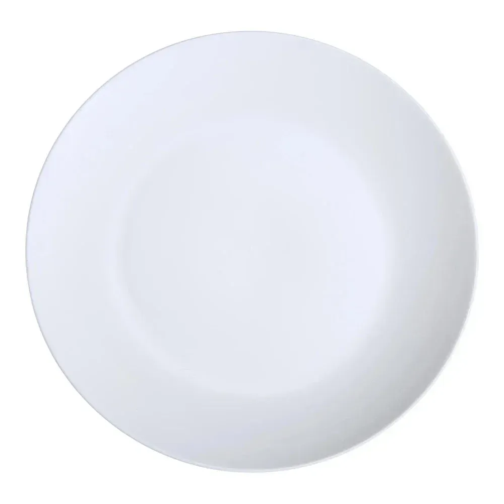 Yanco China elegant white coupe salad plate designed for refined dessert presentations and stylish catering events with contemporary charm.