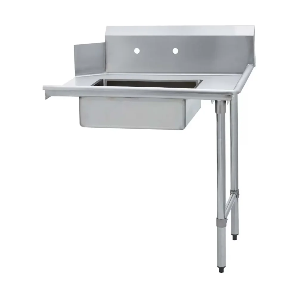 Prepline 30"D x 36"L Soiled Dishtable with Pre-Rinse Sink, Right Side, 304 Stainless Steel, 18 Gauge, 10" Backsplash