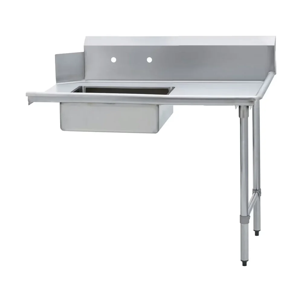 Prepline 30"D x 48"L Soiled Dishtable with Pre-Rinse Sink, Right Side, 304 Stainless Steel, 18 Gauge, 10" Backsplash