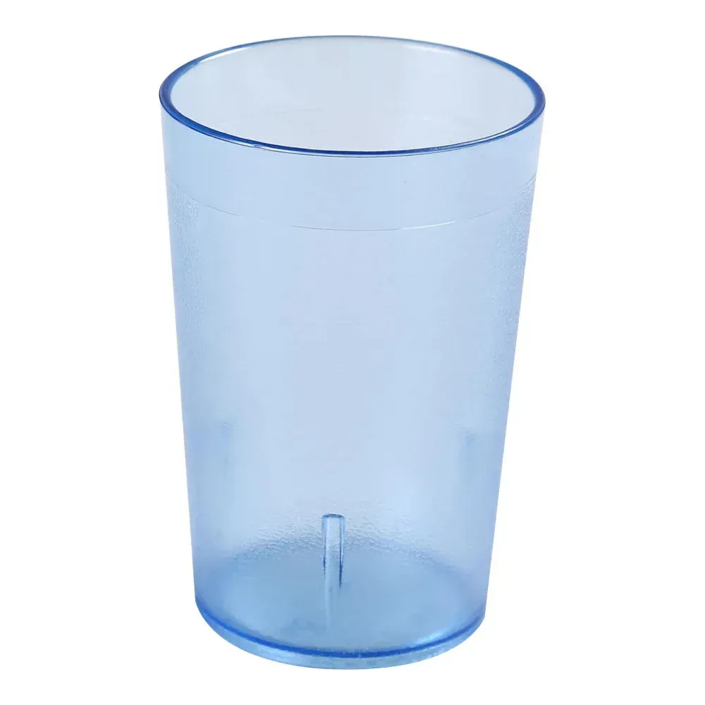 Yanco China royal blue plastic tumbler delivers cool sophistication to catered lunches and patio tables with stackable, durable, lightweight build.