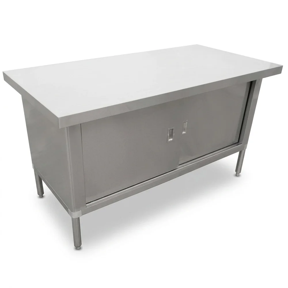 ProKitchen Series 24" x 72" Enclosed Base Worktable with Sliding Doors, 304 Stainless Steel