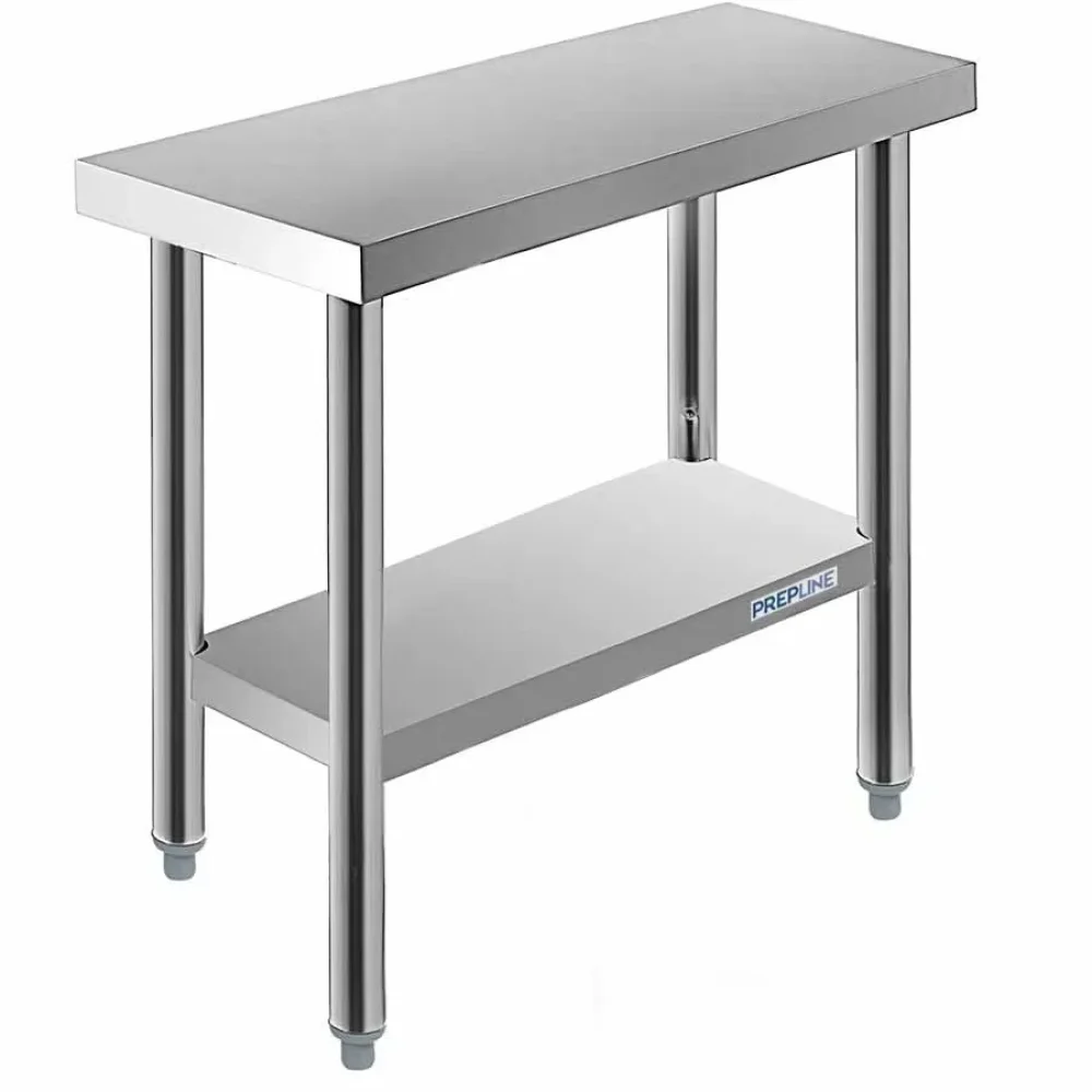 Prepline 14" x 30" 18 Gauge 430 Stainless Steel Work Table with Undershelf