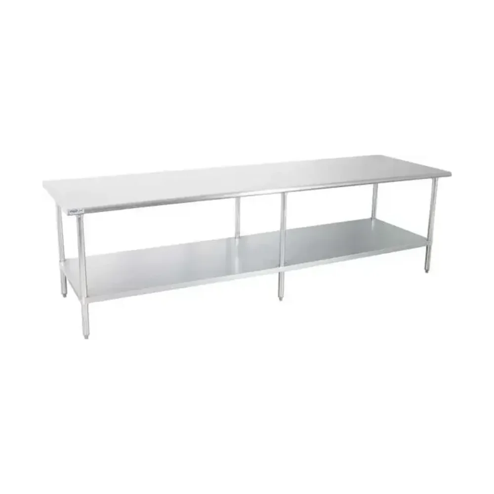 Prepline 24" x 96" 18 Gauge 430 Stainless Steel Work Table with Undershelf