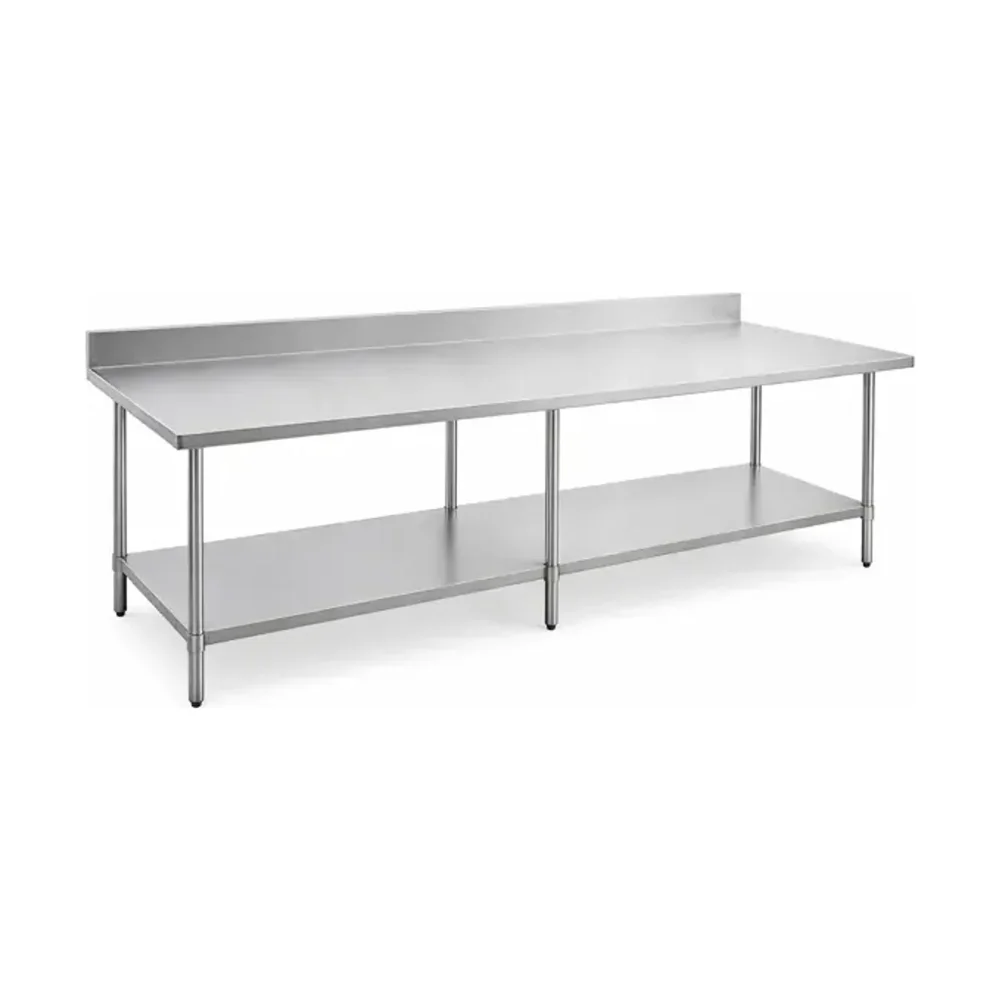 Prepline 30" x 84" Stainless Steel Worktable, 18 Gauge, Undershelf with 4" Backsplash