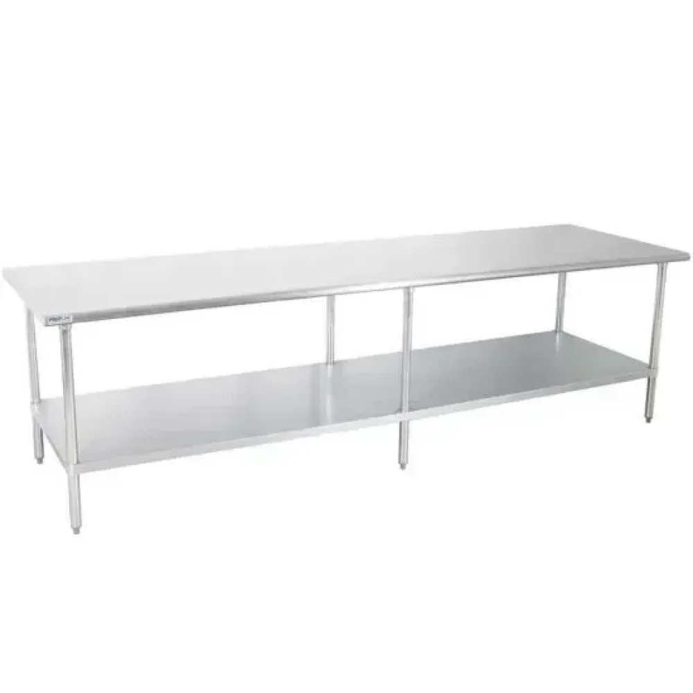 Prepline 36" x 96" 18 Gauge 430 Stainless Steel Work Table with Undershelf