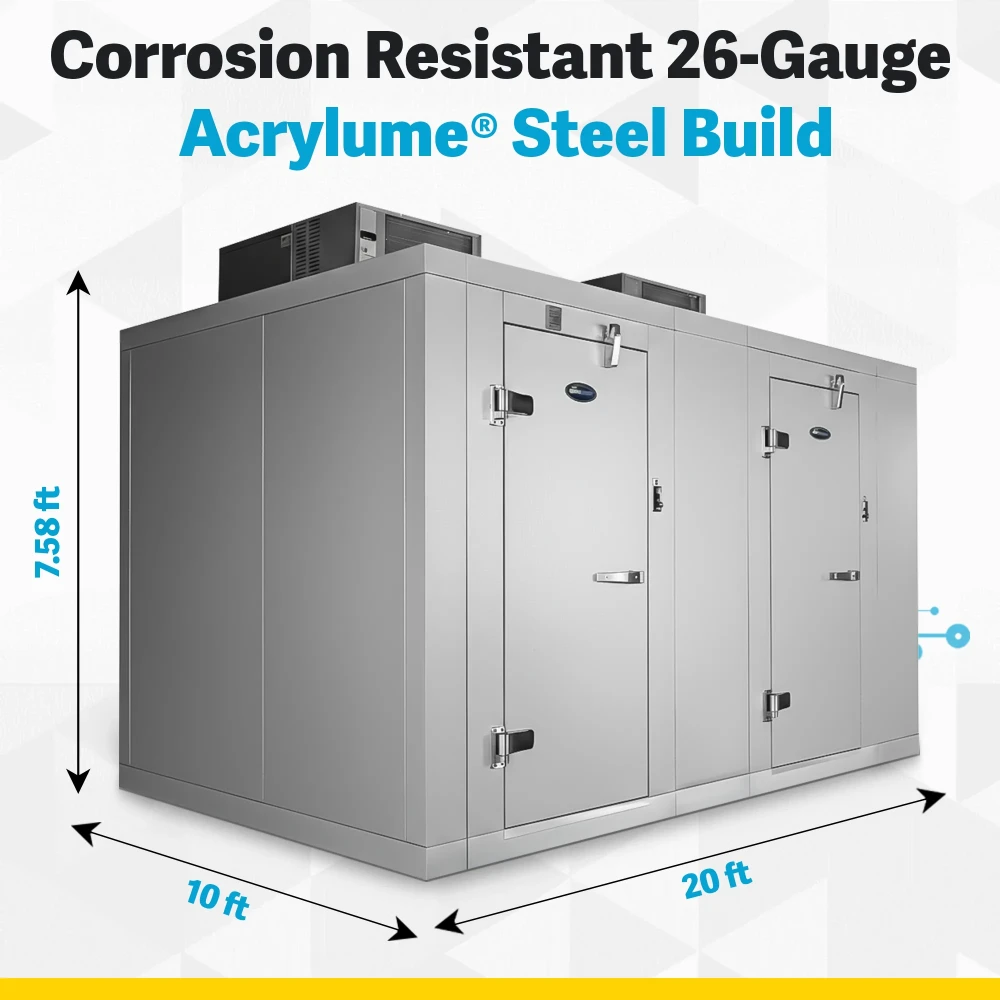 Amerikooler 10' x 20' Indoor Walk-In Cooler & Freezer Combo with Aluminum Floor & Top Mounted Refrigeration