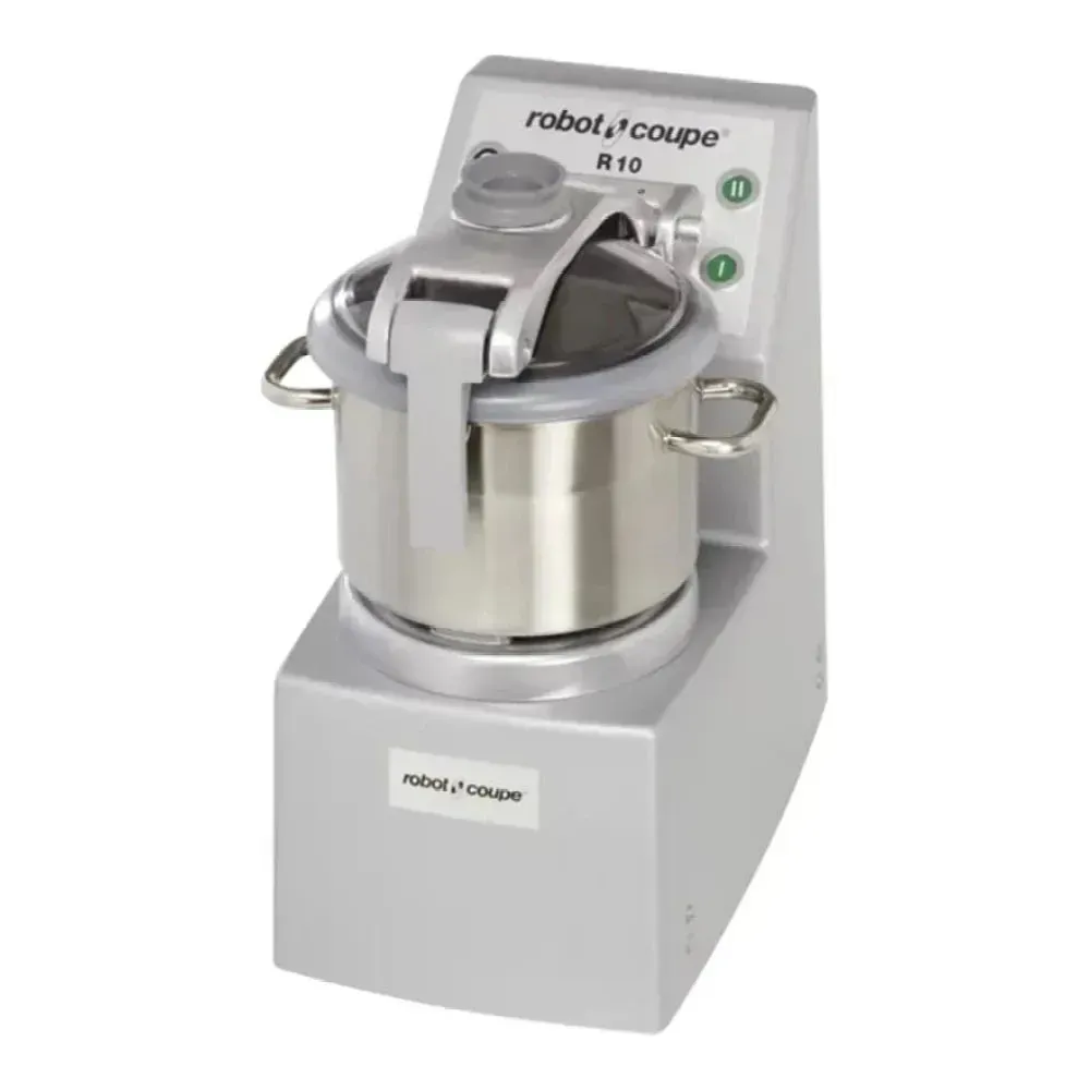 Robot Coupe tabletop cutter with stainless bowl, two-speed operation built for medium-volume cutting and mixing in restaurants, bakeries, and cafés.