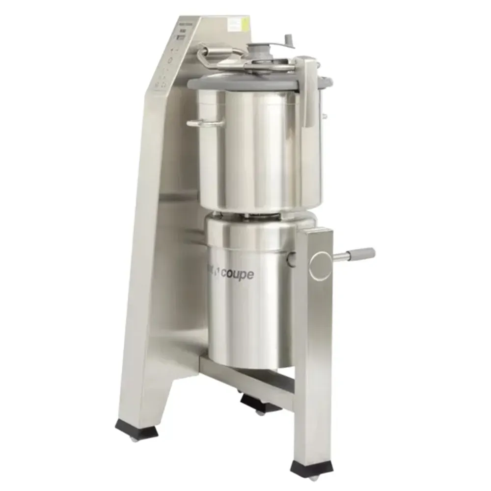 Robot Coupe vertical cutter mixer with stainless bowl, compact size perfect for sauces, dips, and dough in smaller kitchens or production spaces.