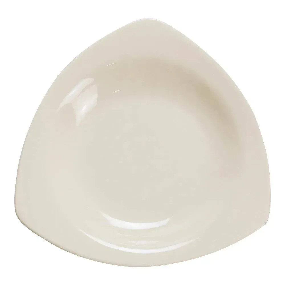 Yanco China classic white recovery triangle pasta bowl perfect for hearty servings and elegant table presentations in restaurants and catering events.