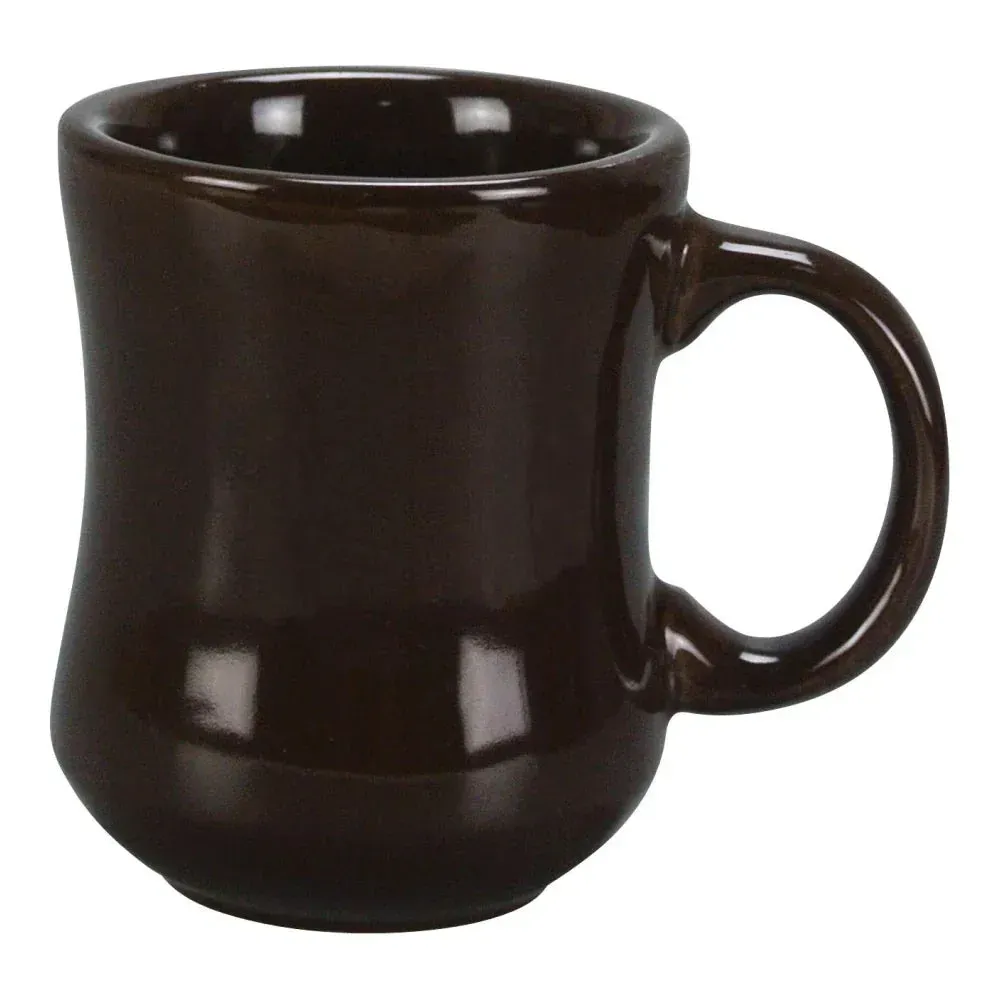 Yanco China brown caramel recovery provo mugs for coffee or rustic service, earthy tone with comfort grip handle, dishwasher safe for cafés.