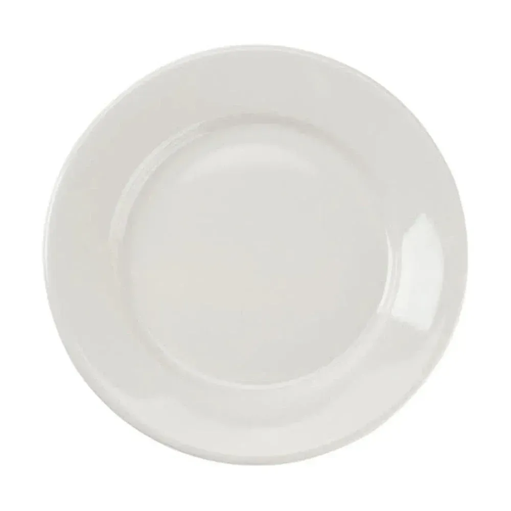 Yanco China white recovery salad dessert plates for starters or tea, chip-resistant porcelain, dishwasher safe for cake, salad, or appetizers.