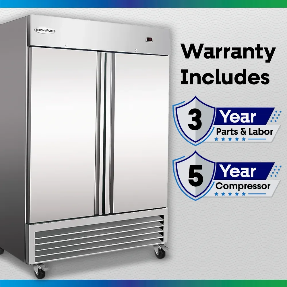 Serv-Ware RF2-HC 54" Reach-In Freezer, 2 Doors, Stainless Steel, 49 cu.ft.